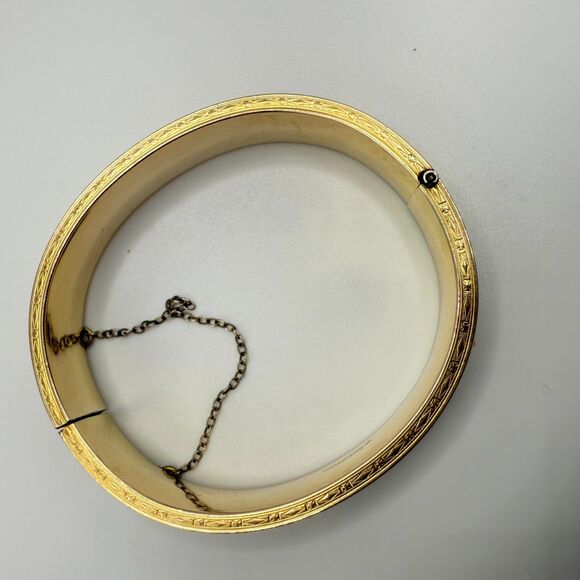 Vintage Bangle bracelet Dunn Bros 10/20 Gold Filled floral jewelry - Picture 7 of 12